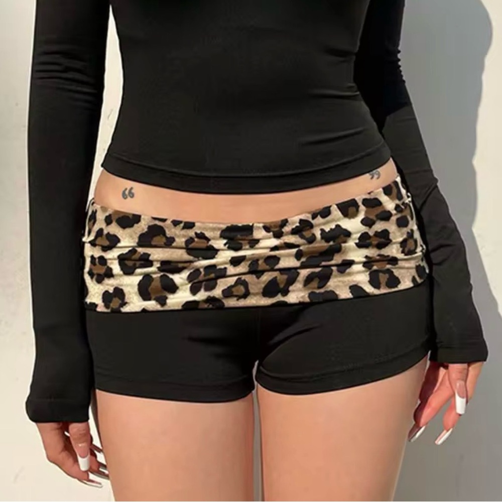 Black and Leopard Print Shorts